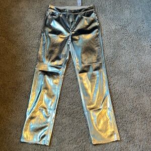 High Rise Vegan Leather Cheeky Straight Pants